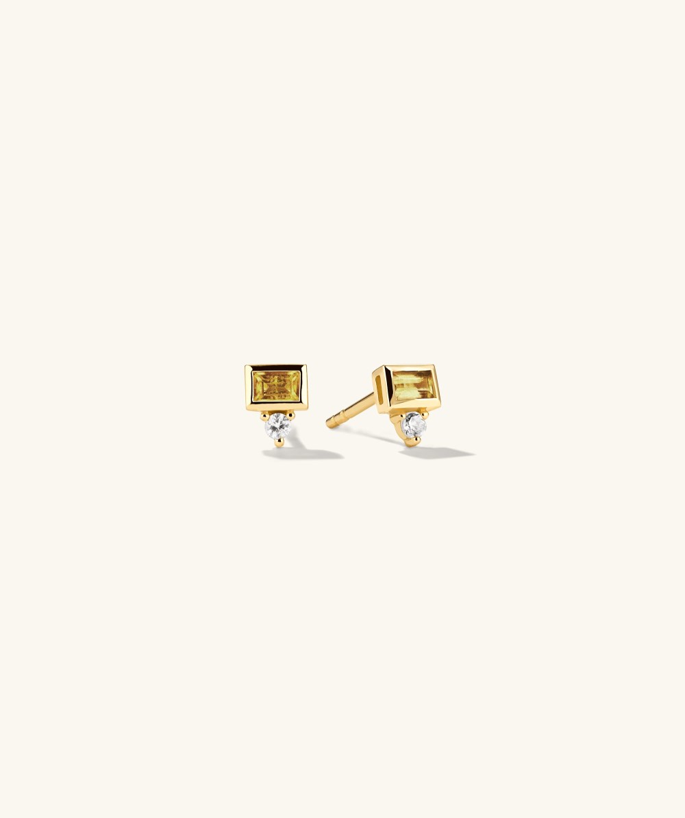Mejuri Baguette Duo Studs - 14k Yellow Gold