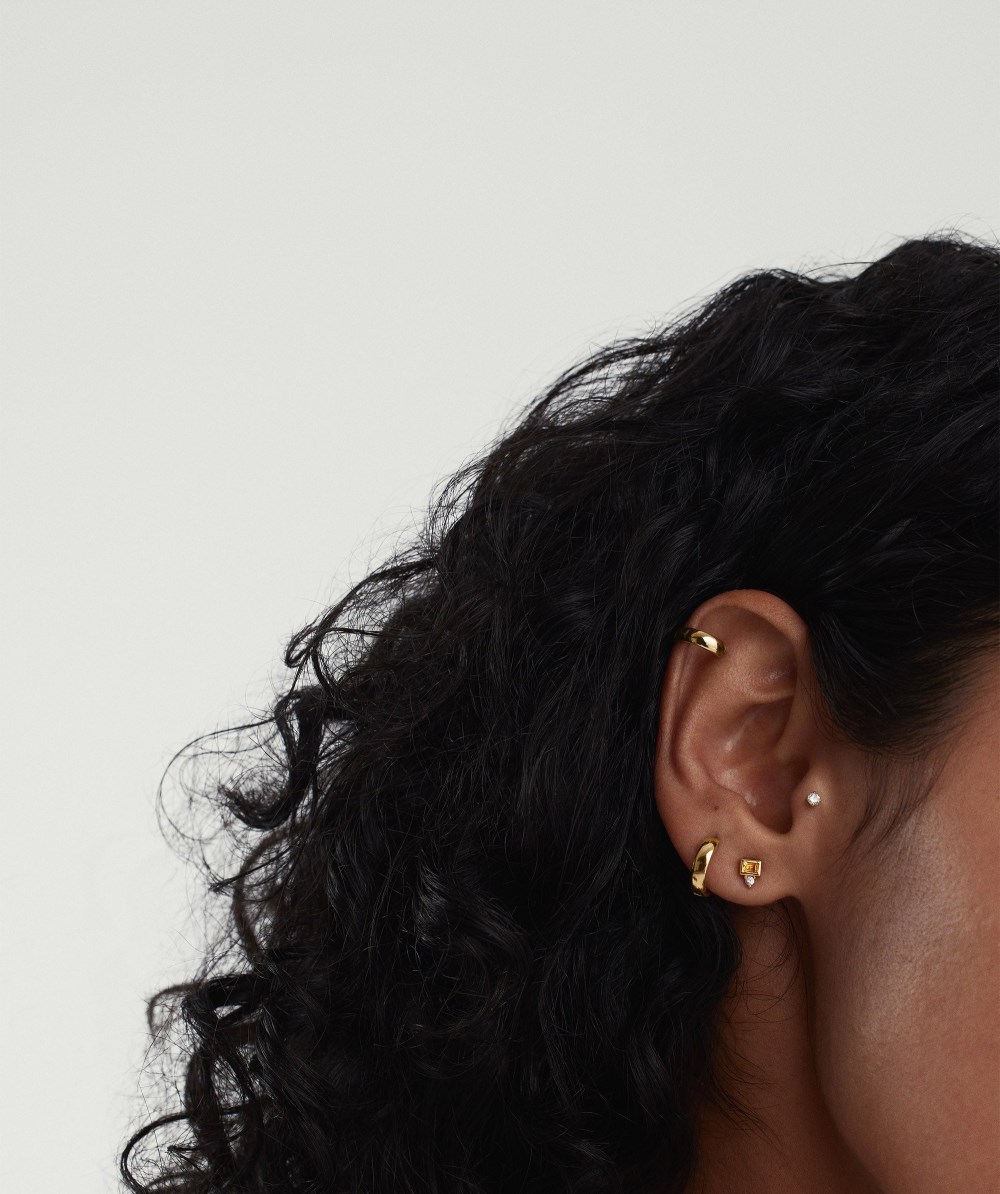 Mejuri Baguette Duo Studs - 14k Yellow Gold