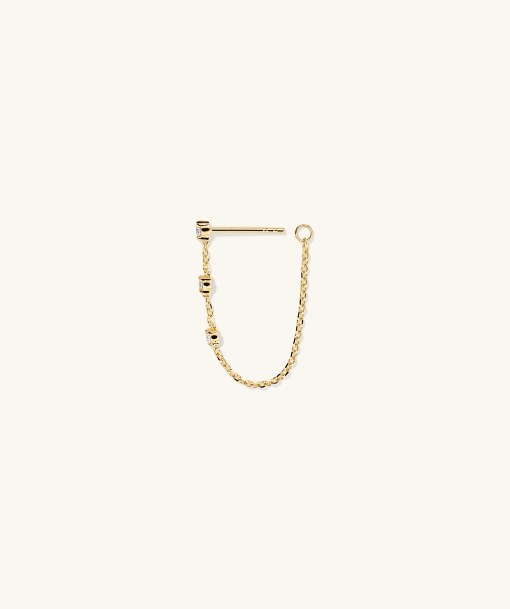 Mejuri Mini Diamond Chain Stud - 14k Yellow Gold