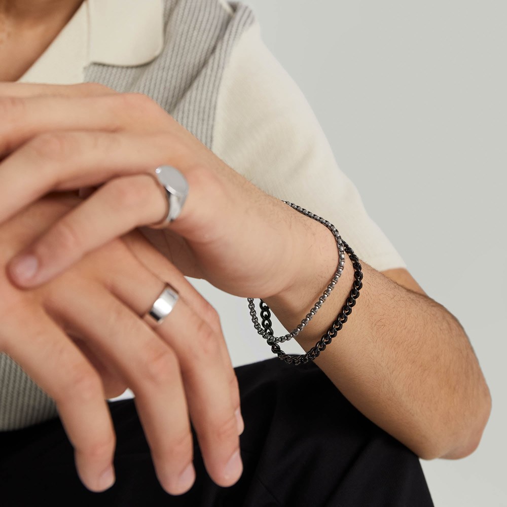 Mejuri Round Box Chain Bracelet - Titanium