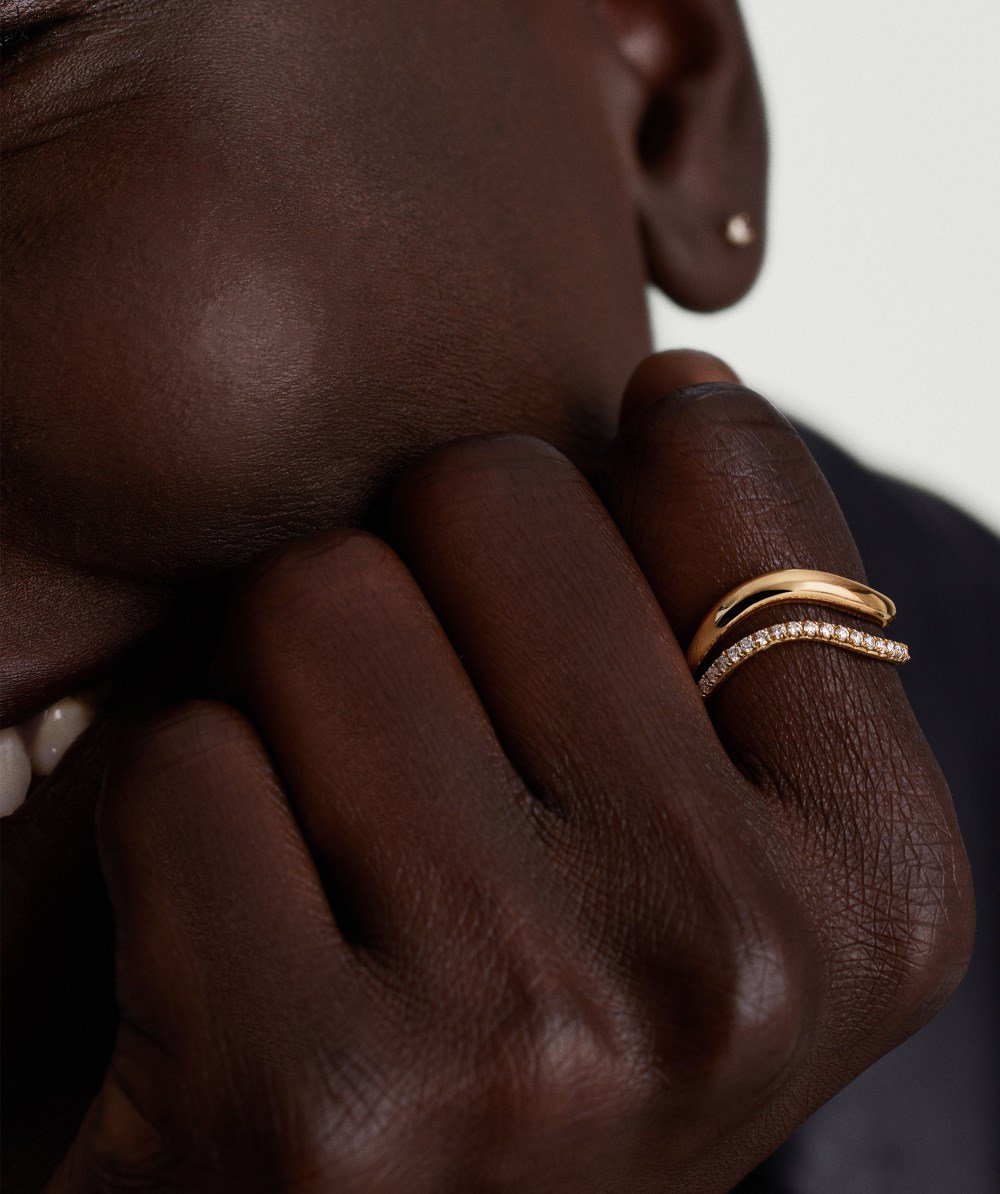 Mejuri Dôme Figure Pavé Diamond Ring - 14k Yellow Gold