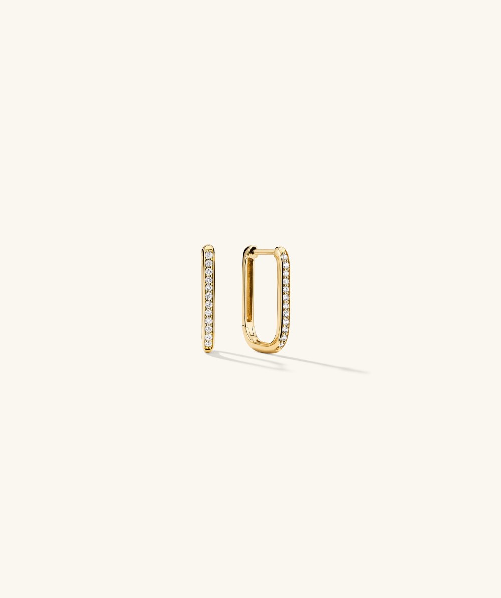 Mejuri Pavé Diamond Small U Hoops - 14k Yellow Gold