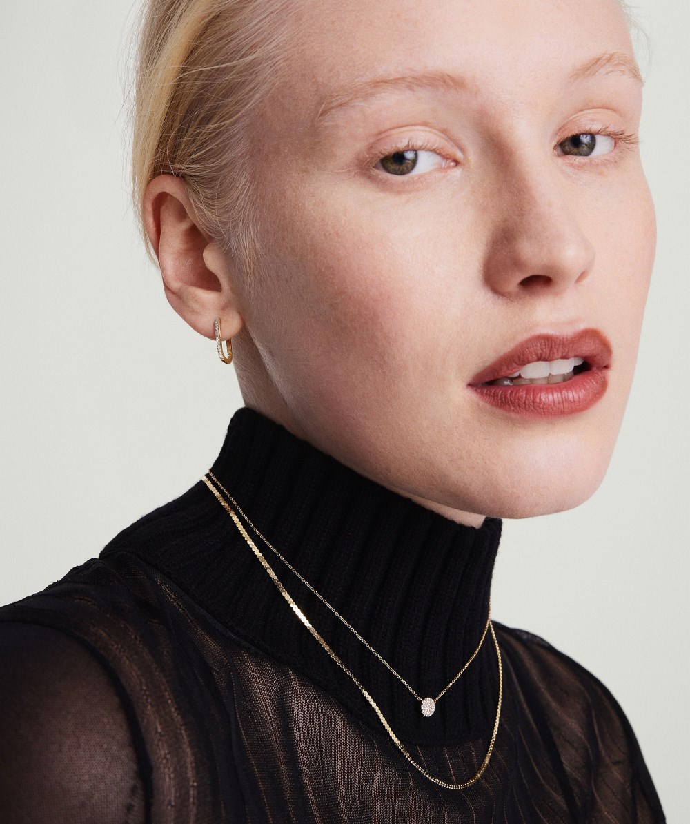 Mejuri Pavé Diamond Small U Hoops - 14k Yellow Gold