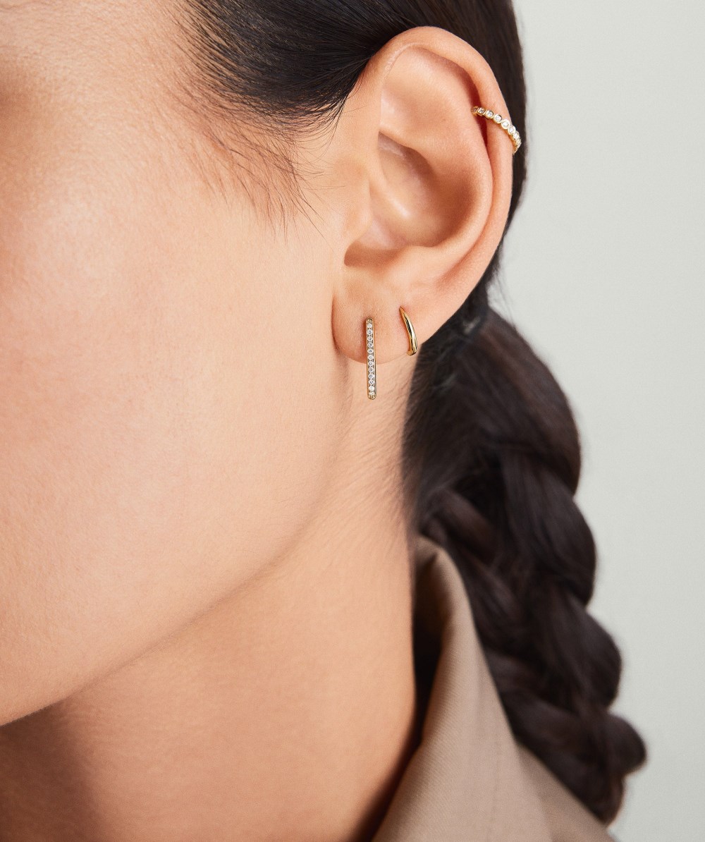 Mejuri Pavé Diamond Small U Hoops - 14k Yellow Gold