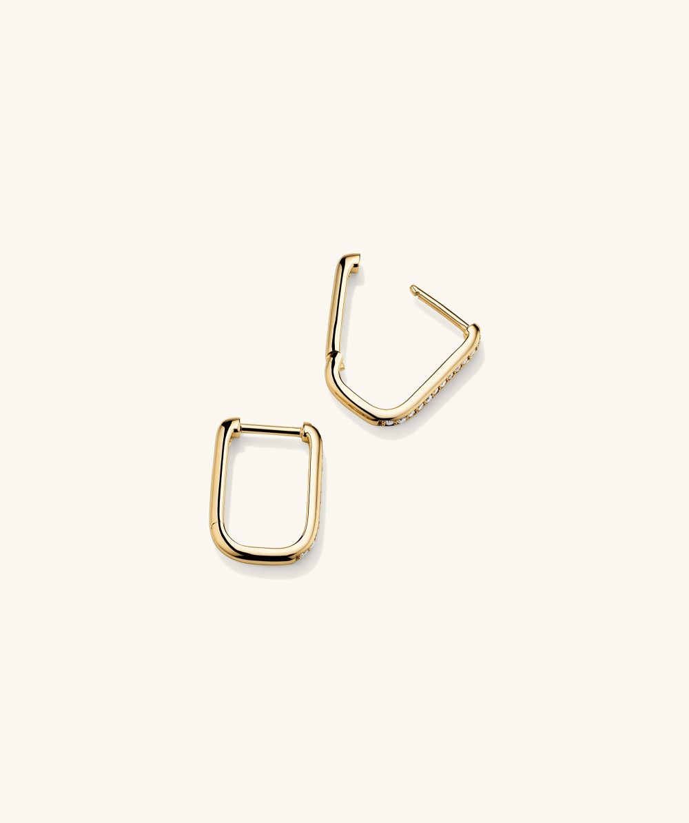 Mejuri Pavé Diamond Small U Hoops - 14k Yellow Gold