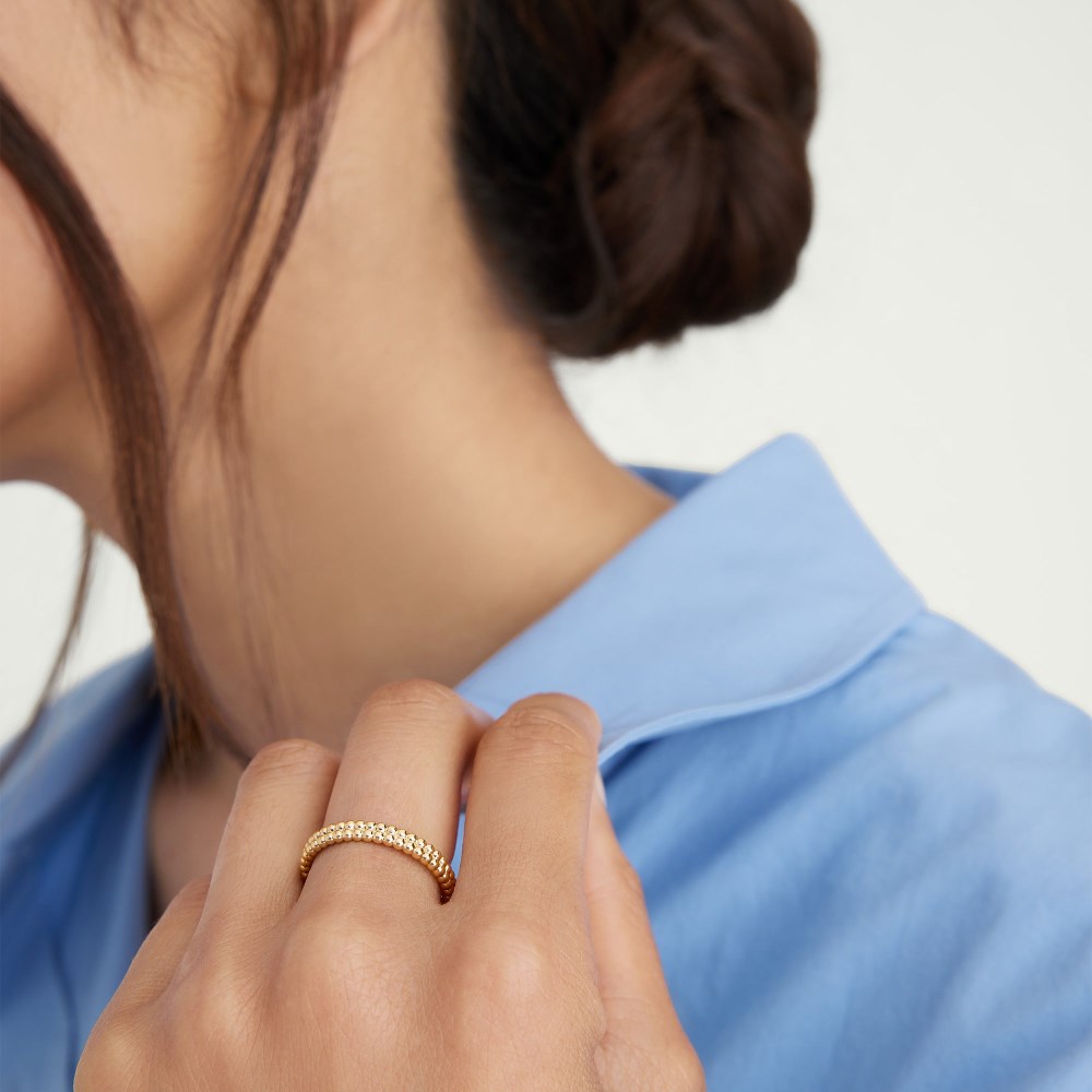 Mejuri Duo Beaded Stacker Ring - Gold Vermeil