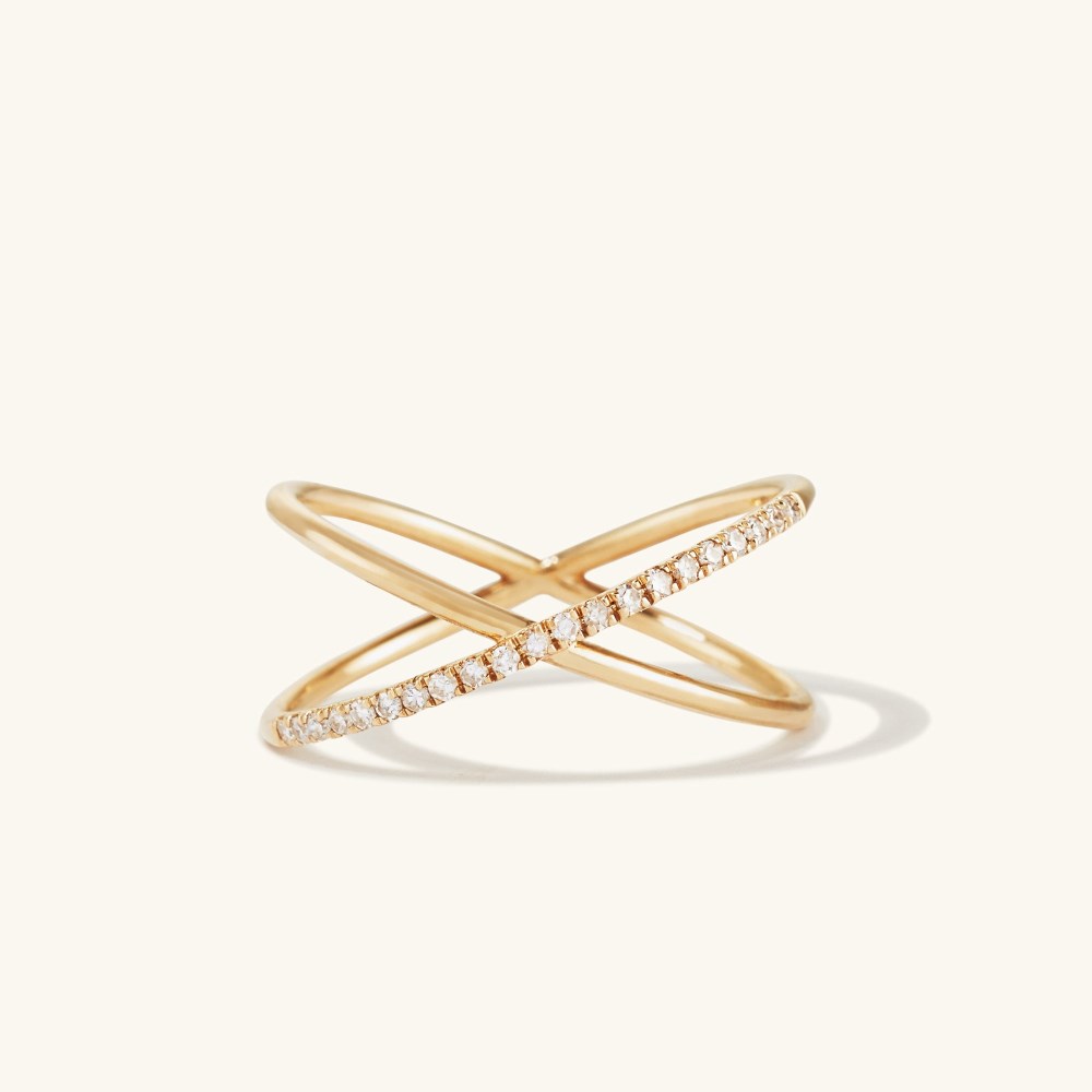 Mejuri Pavé Diamond X Ring - 14k Yellow Gold