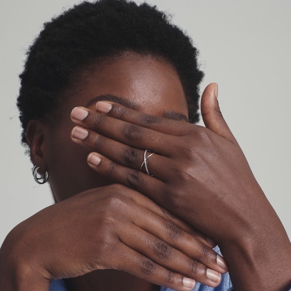 Mejuri Pavé Diamond X Ring - 14k Yellow Gold