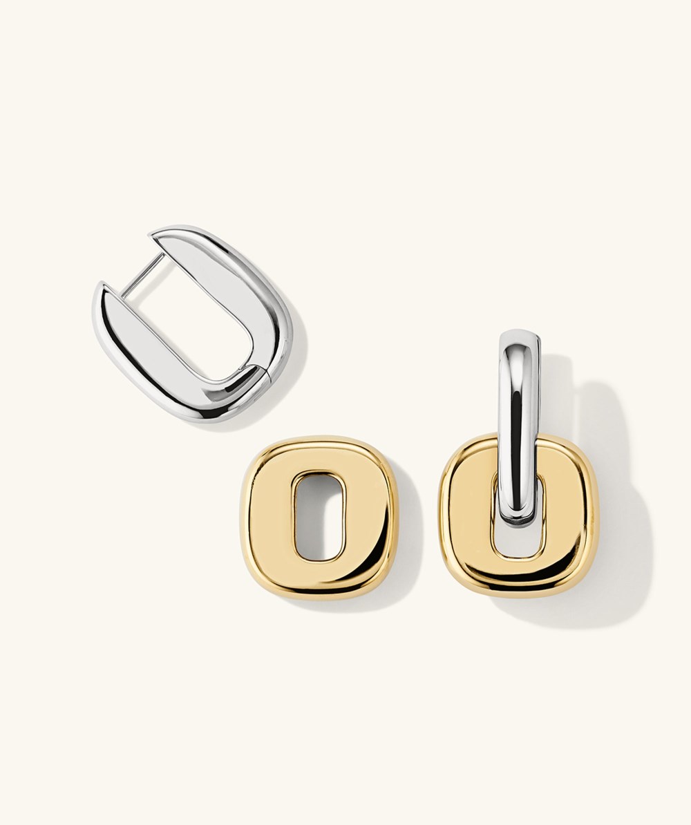 Mejuri Stevie Hoops - Sterling Silver, Gold Vermeil