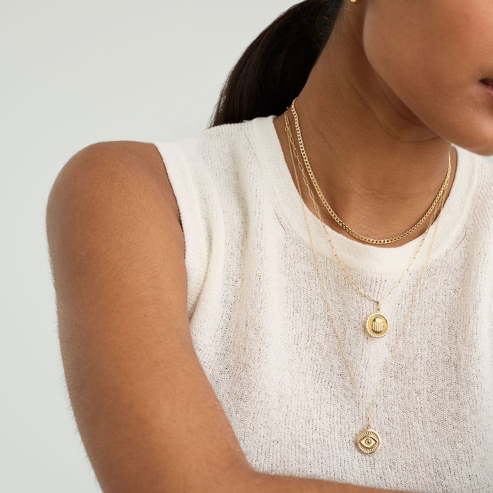 Mejuri Courage: Evil Eye Coin Charm Pendant - 14k Yellow Gold