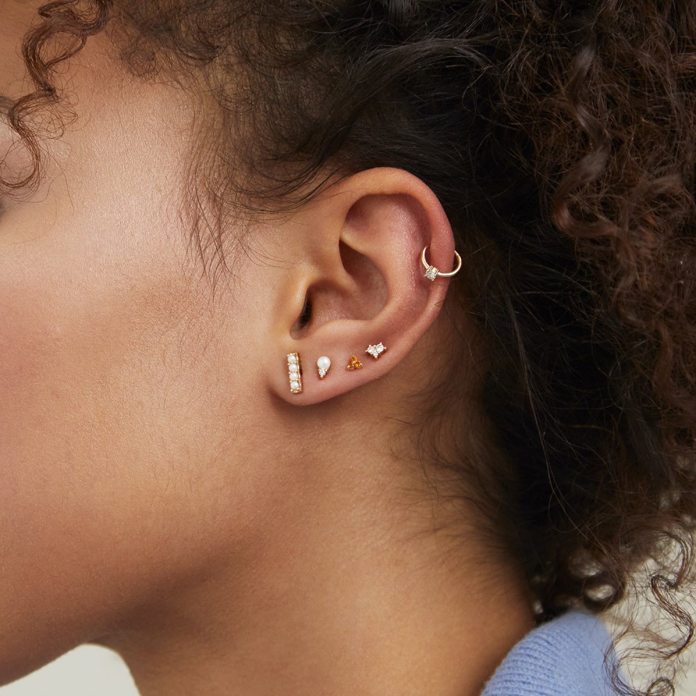 Mejuri Diamond Pearl Studs - 14k Yellow Gold