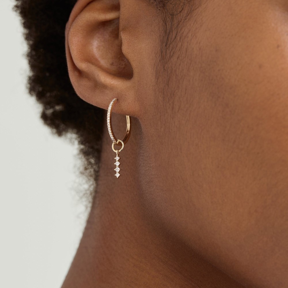 Mejuri Single Diamond Icicle Hoop Charm - 14k Yellow Gold