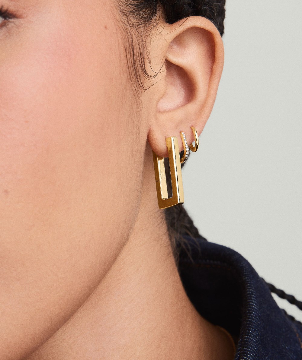 Mejuri Block Large Hoops - Gold Vermeil