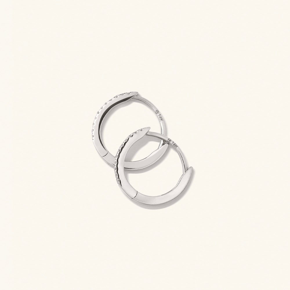 Mejuri Pavé Diamond Huggie Hoops - 14k White Gold