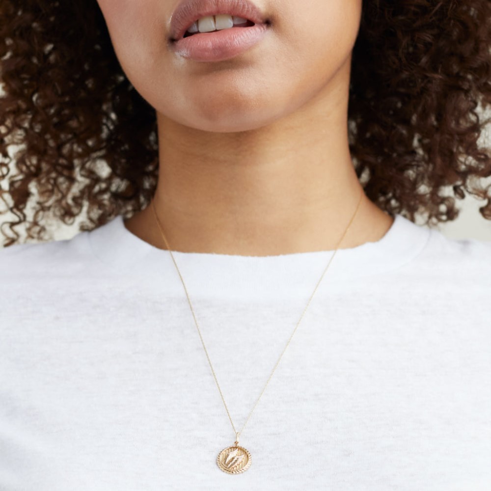 Mejuri Victory: Winged Coin Charm Pendant - 14k Yellow Gold