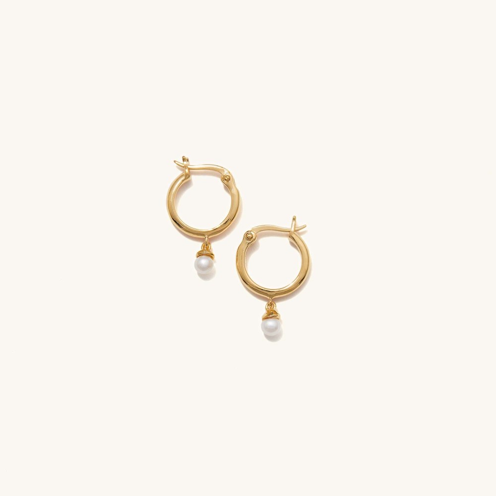 Mejuri Pearl Hoops - Gold Vermeil