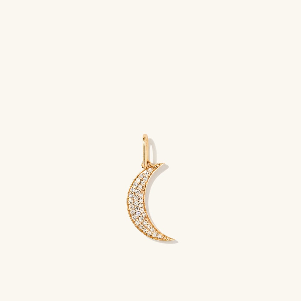 Mejuri Pavé Diamond Moon Charm - 14k Yellow Gold