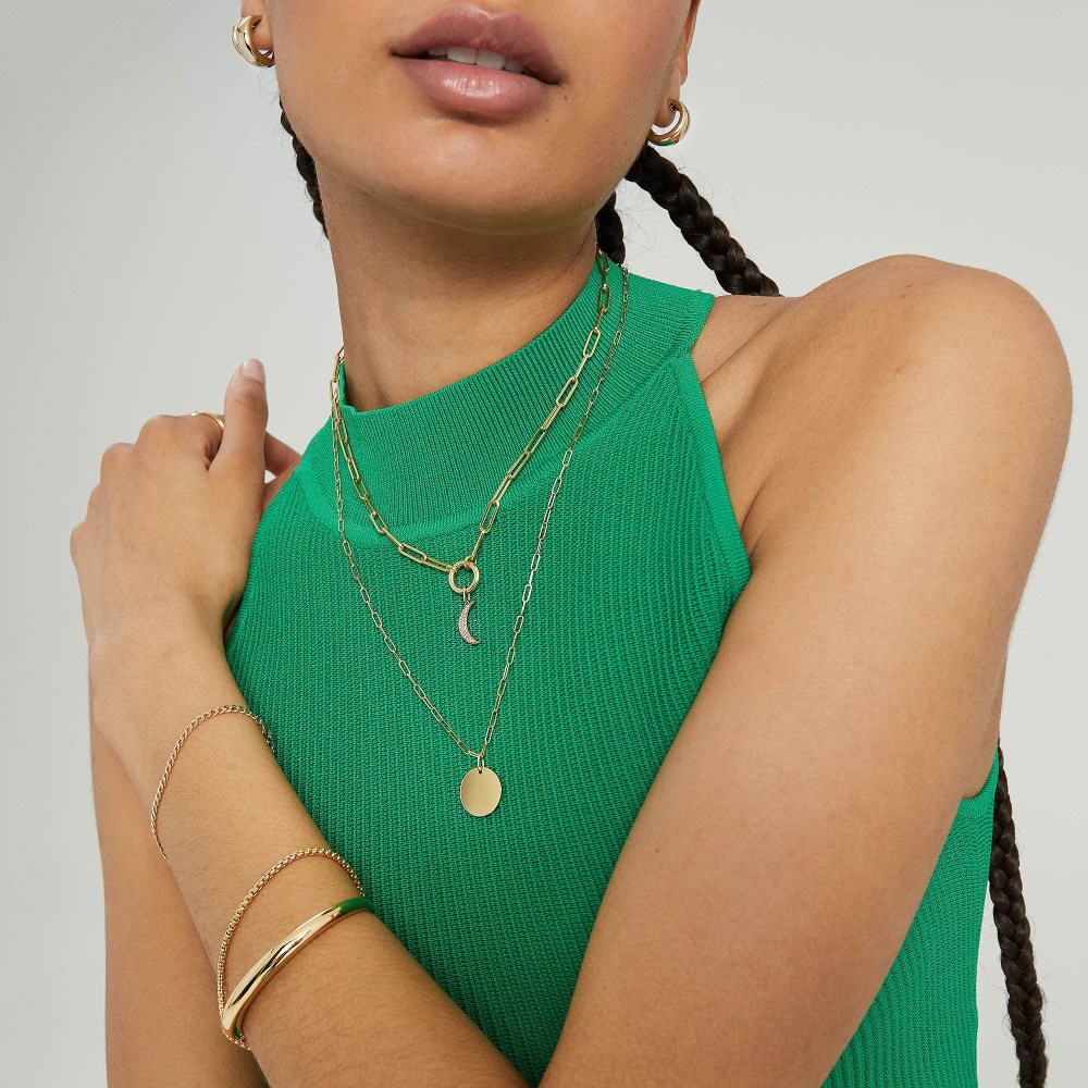 Mejuri Pavé Diamond Moon Charm - 14k Yellow Gold