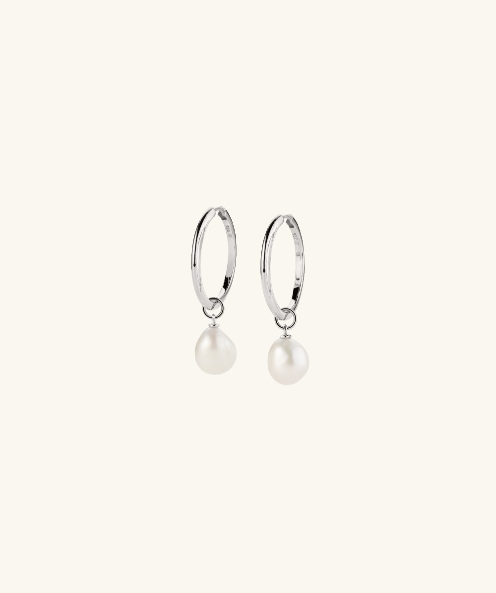 Mejuri Organic Pearl Hoop Charms - Sterling Silver