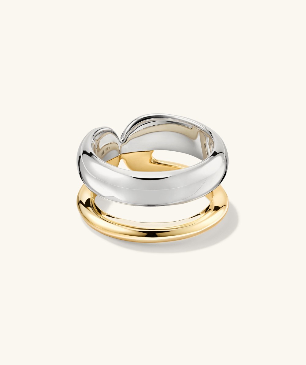 Mejuri Duet Mixed Ring - Gold Vermeil, Sterling Silver