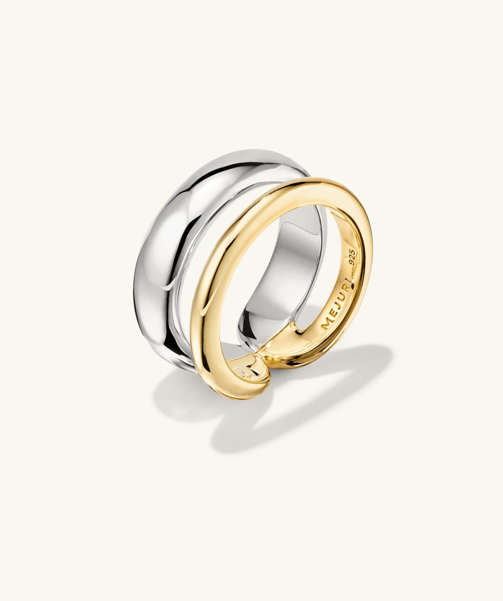 Mejuri Duet Mixed Ring - Gold Vermeil, Sterling Silver