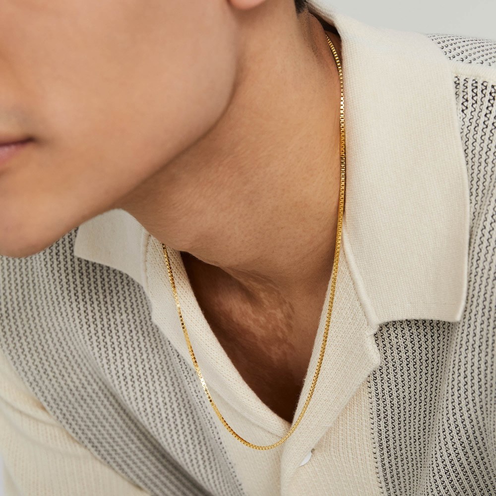 Mejuri Square Box Chain Necklace - 14k Yellow Gold