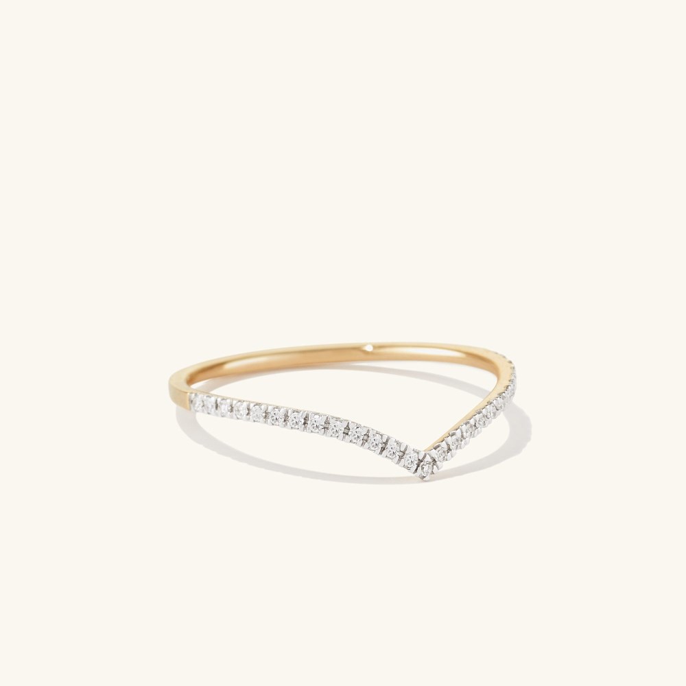 Mejuri Pavé Diamond Wishbone Ring - 14k Yellow Gold