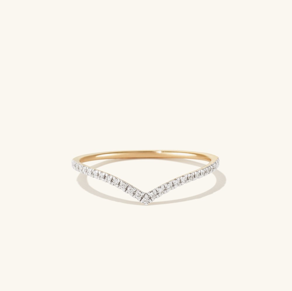 Mejuri Pavé Diamond Wishbone Ring - 14k Yellow Gold