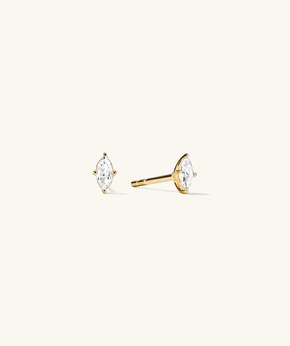 Mejuri Lab Grown Sapphire Marquise Cut Studs - Gold Vermeil