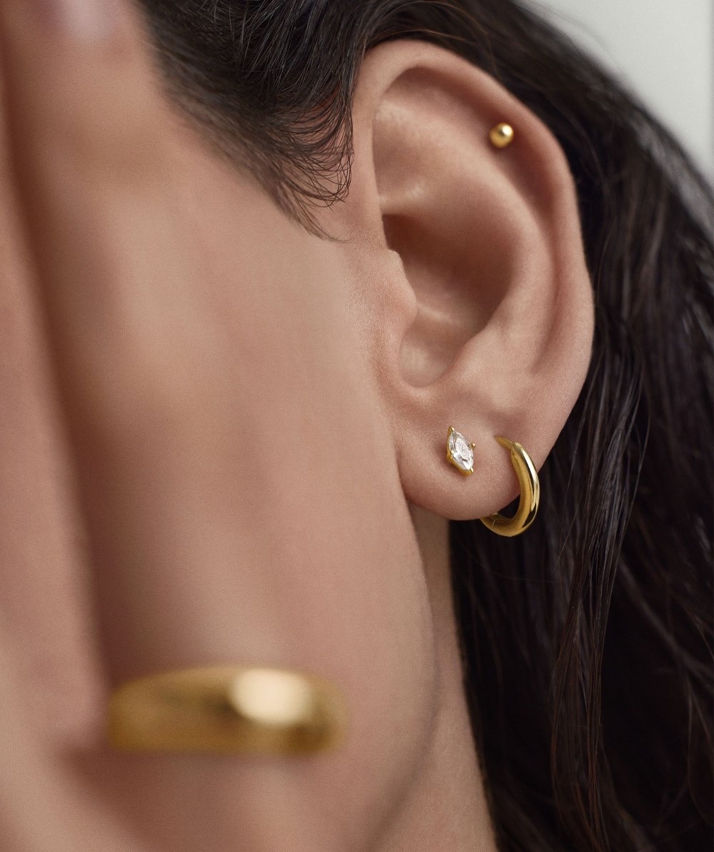 Mejuri Lab Grown Sapphire Marquise Cut Studs - Gold Vermeil