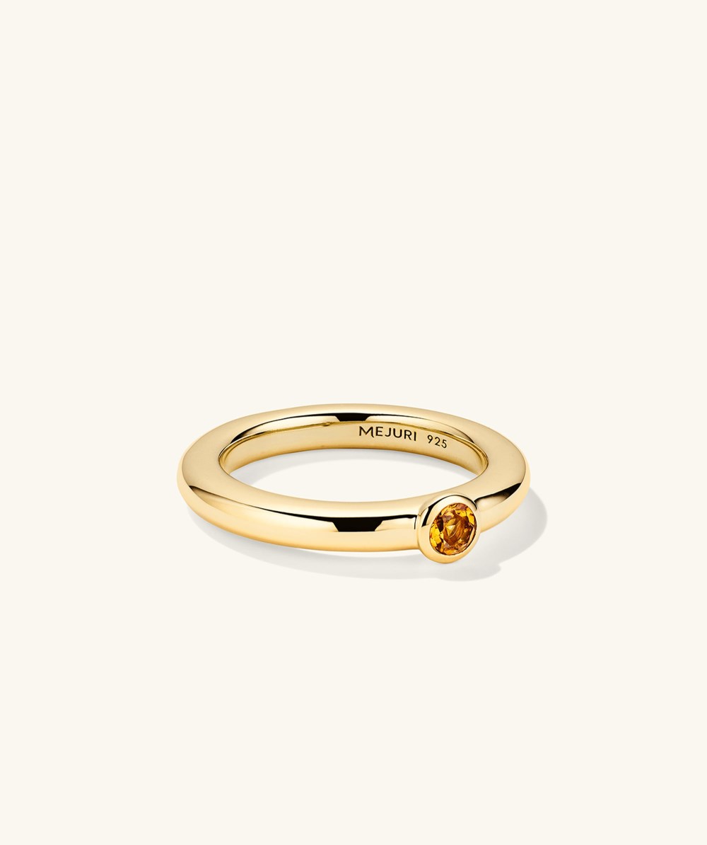 Mejuri Round Gemstone Stacker Ring - Gold Vermeil