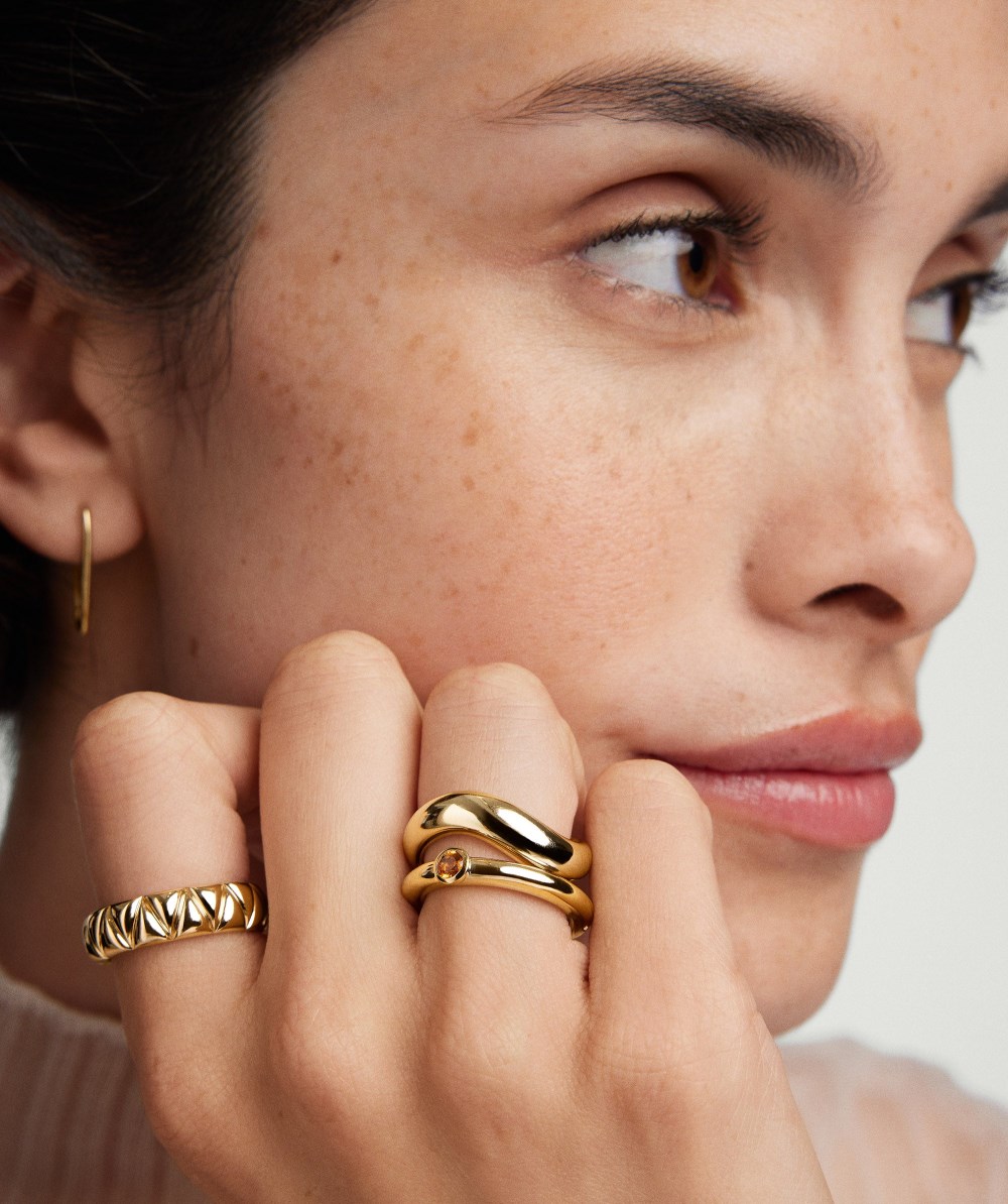 Mejuri Round Gemstone Stacker Ring - Gold Vermeil