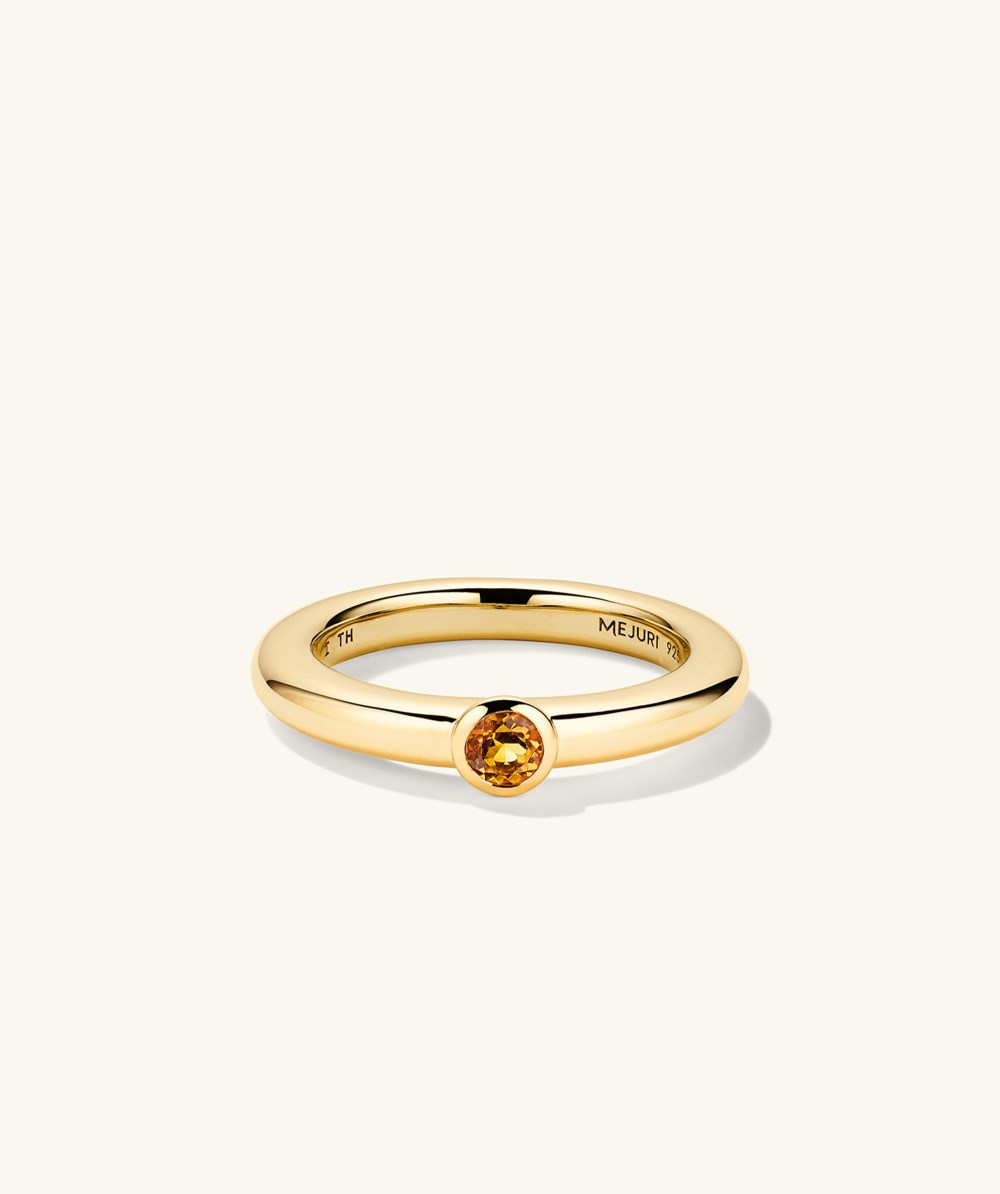Mejuri Round Gemstone Stacker Ring - Gold Vermeil