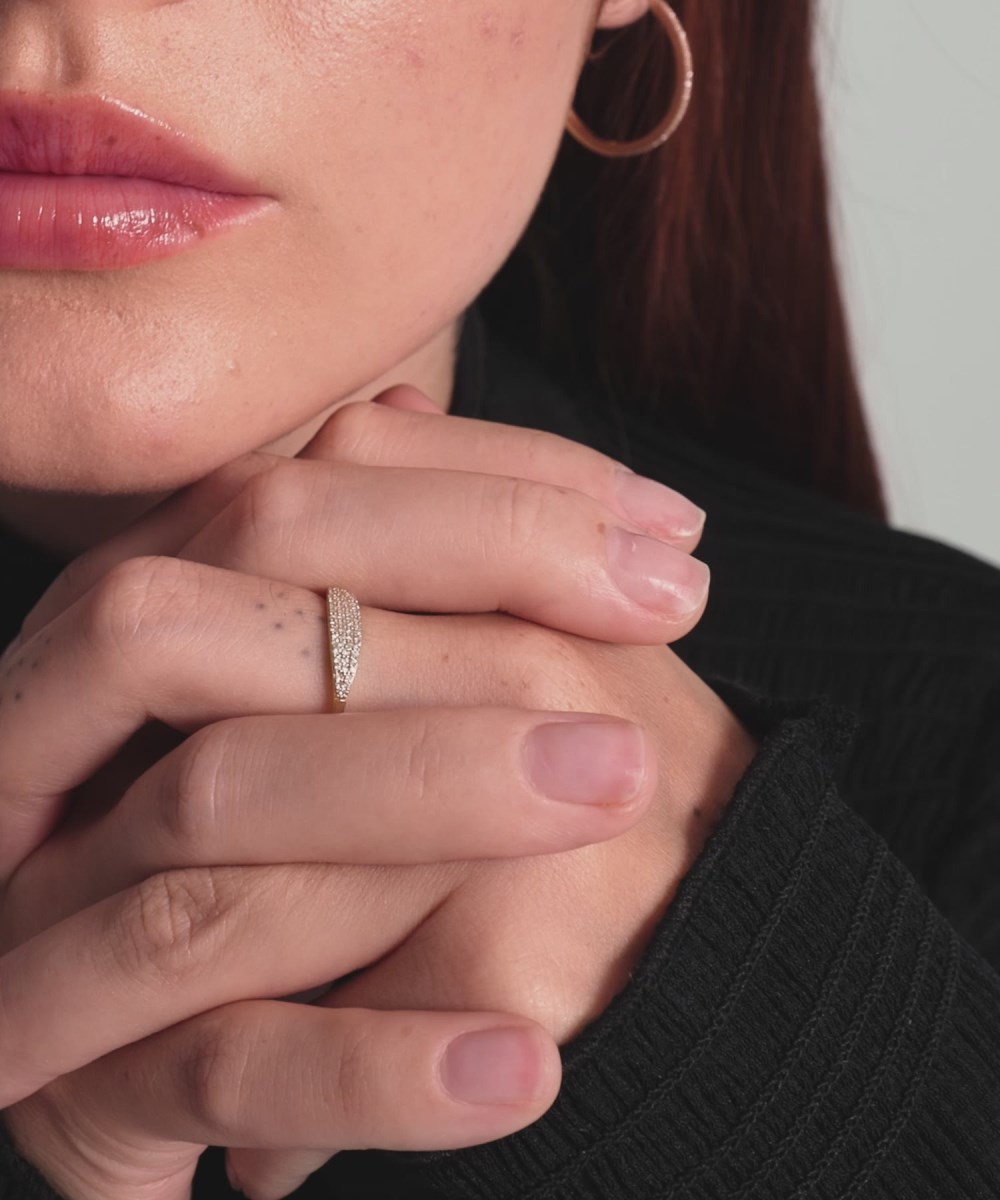 Mejuri Pavé Diamond Slim Signet - 14k White Gold