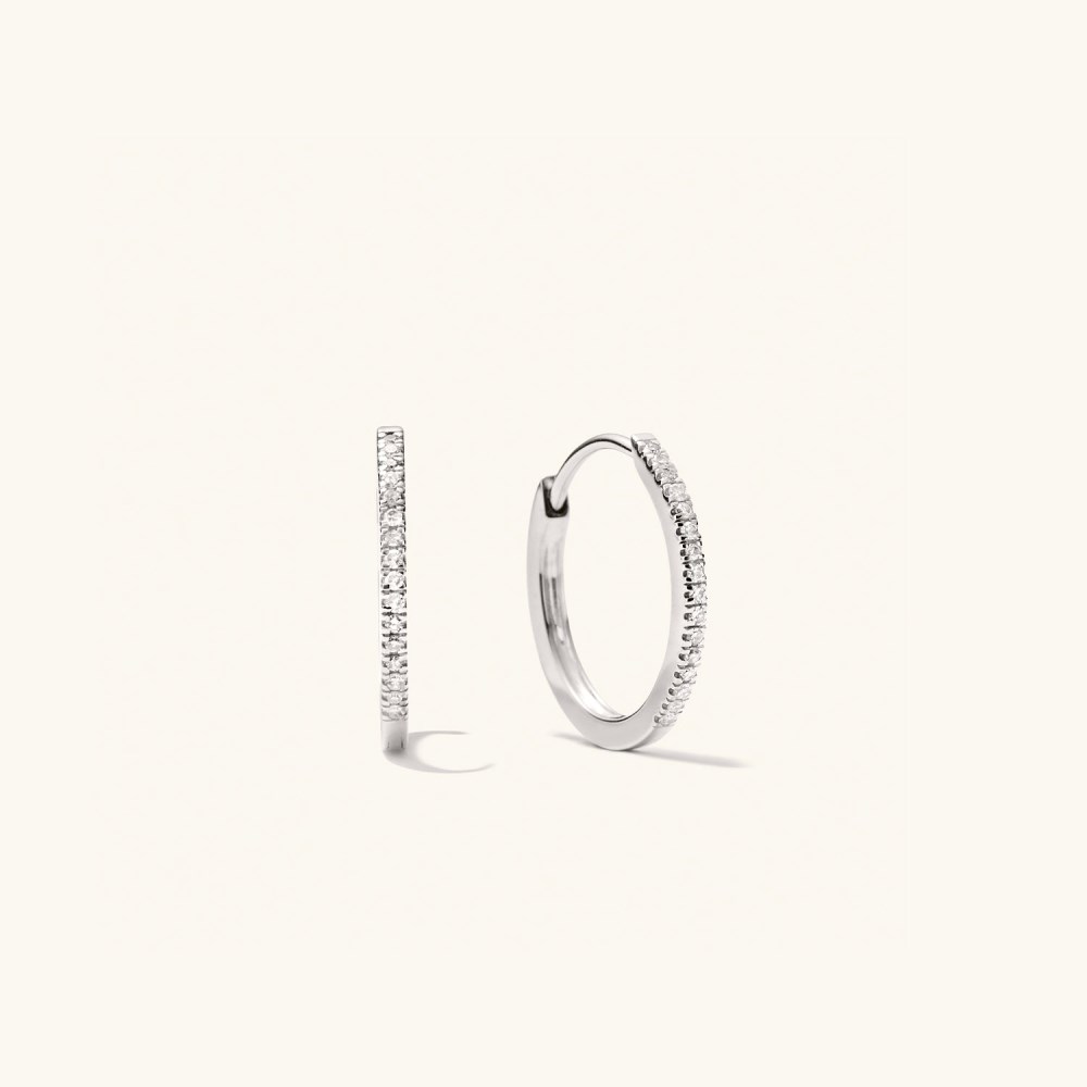 Mejuri Pavé Diamond Small Hoops - 14k White Gold