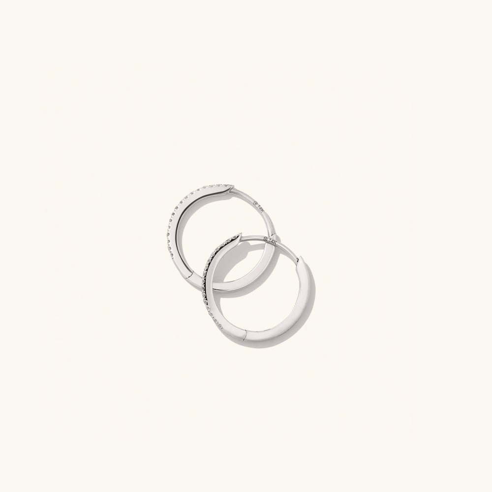Mejuri Pavé Diamond Small Hoops - 14k White Gold