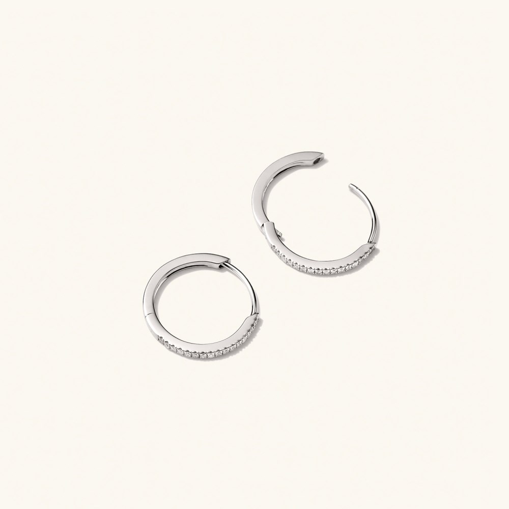 Mejuri Pavé Diamond Small Hoops - 14k White Gold