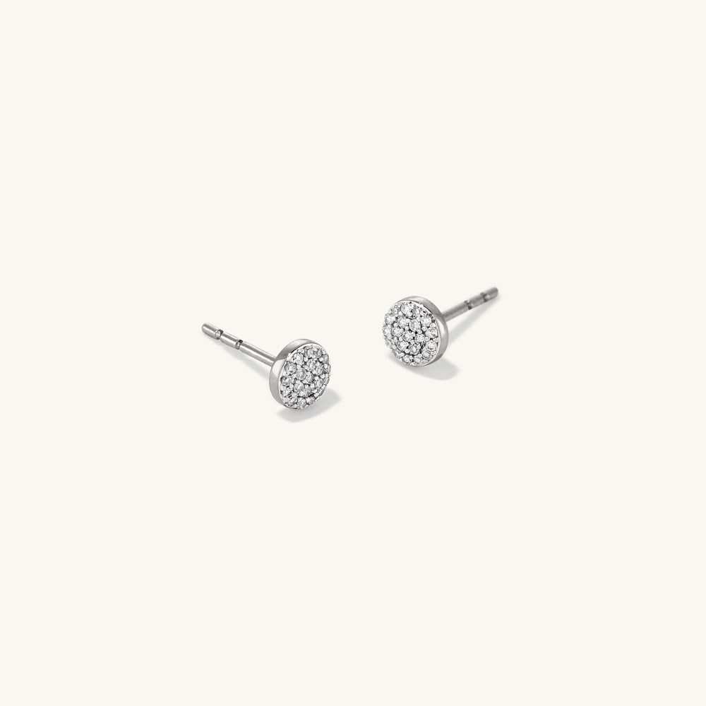Mejuri Pavé Diamond Round Studs - 14k White Gold