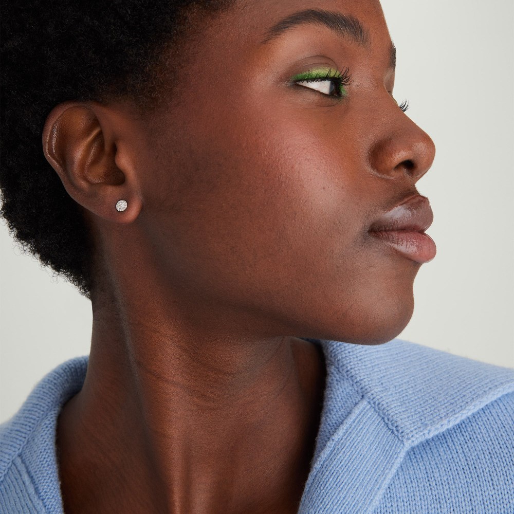 Mejuri Pavé Diamond Round Studs - 14k White Gold