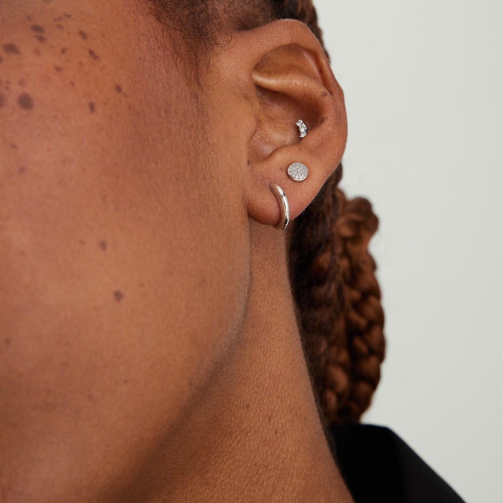 Mejuri Pavé Diamond Round Studs - 14k White Gold