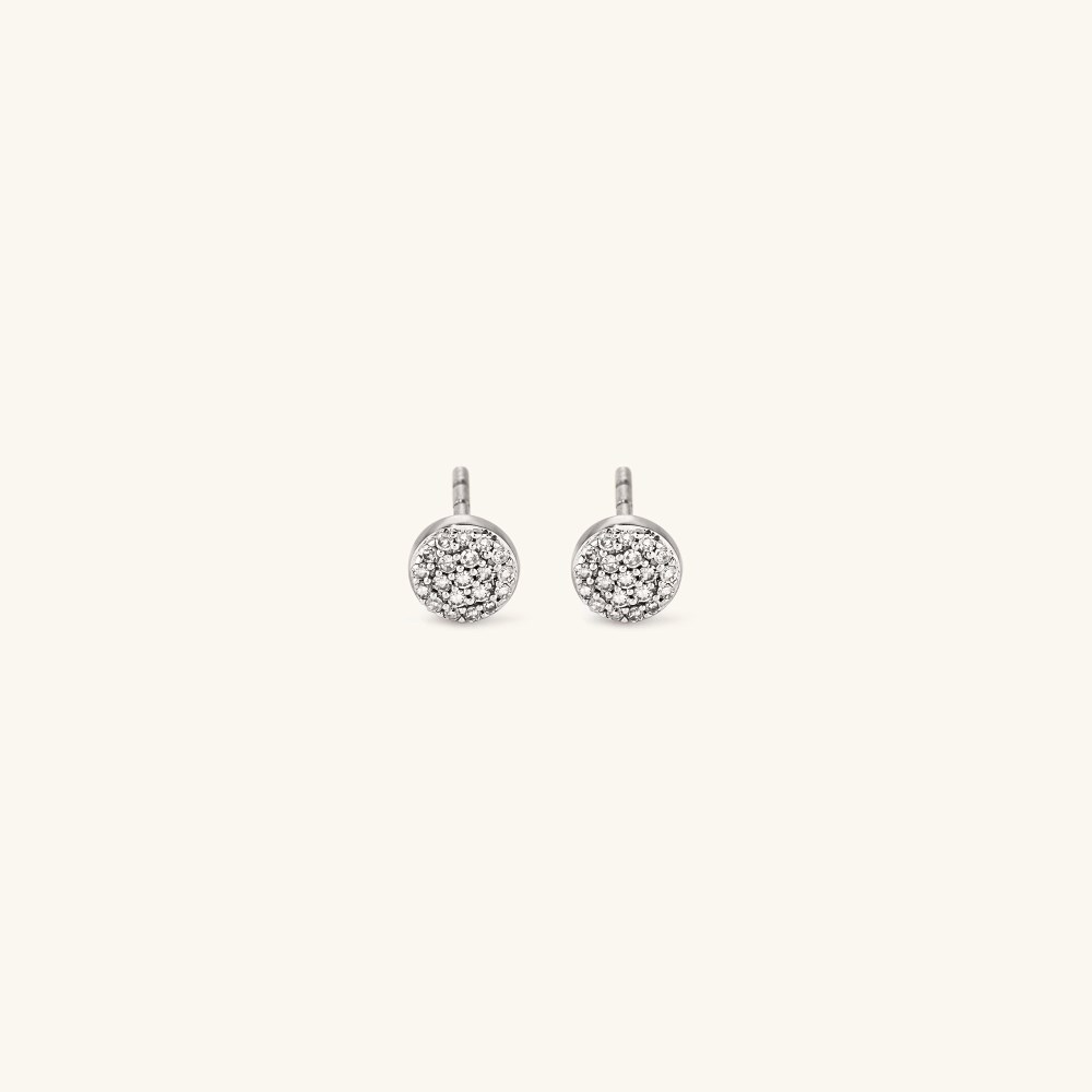 Mejuri Pavé Diamond Round Studs - 14k White Gold