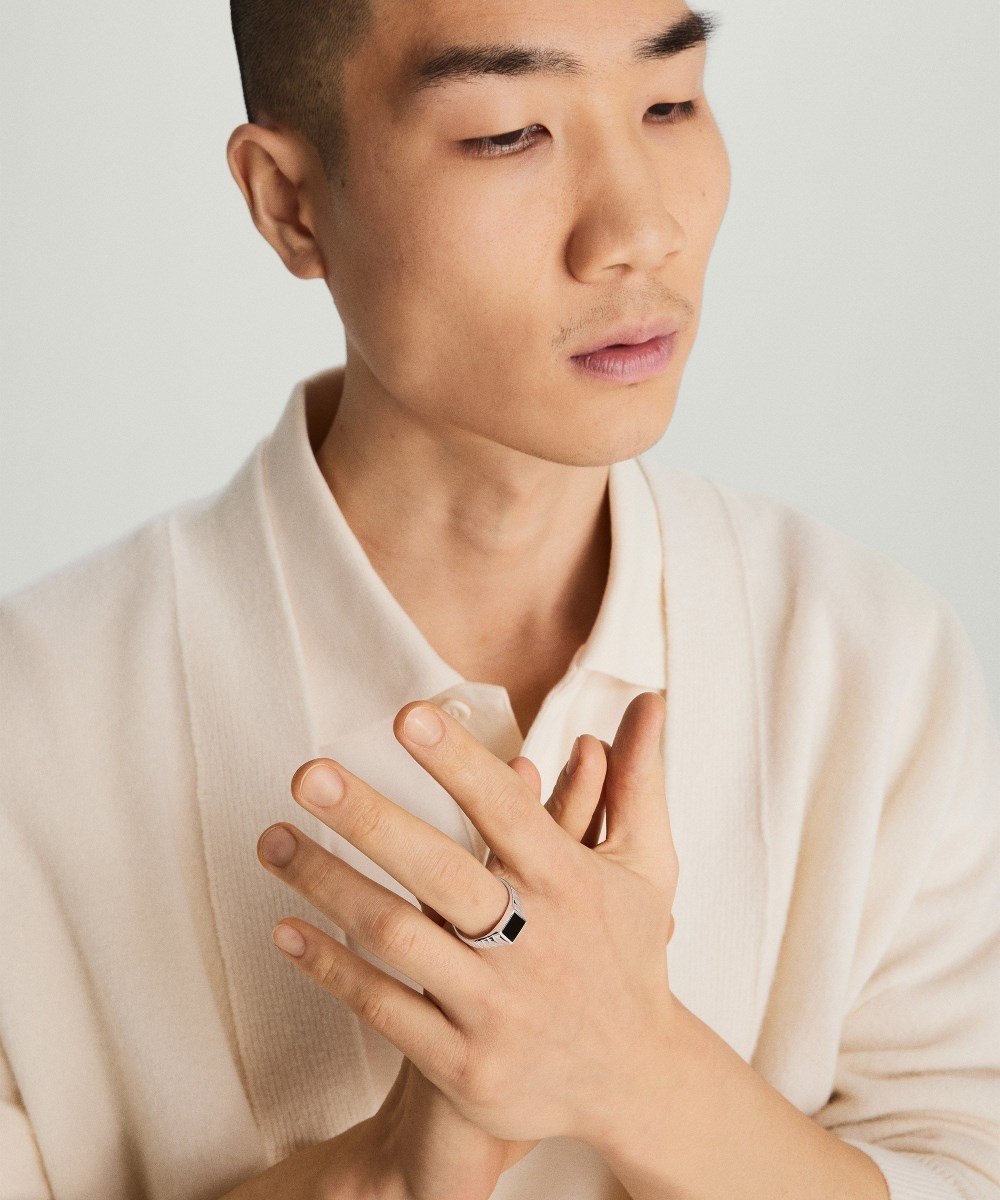 Mejuri Black Onyx Square Signet Ring - Sterling Silver