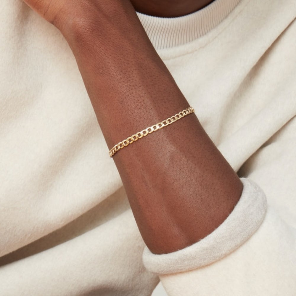 Mejuri Flat Curb Chain Bracelet - 14k Yellow Gold