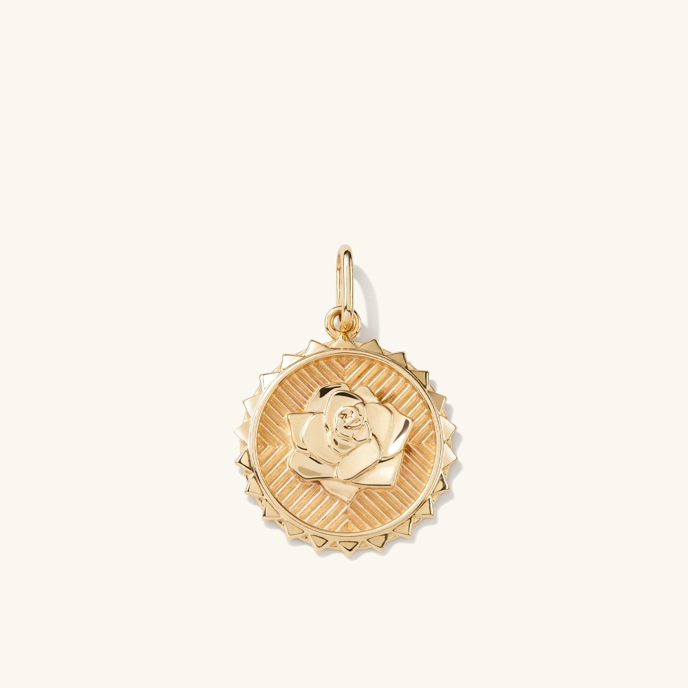 Mejuri Strength: Rose Coin Charm Pendant - 14k Yellow Gold