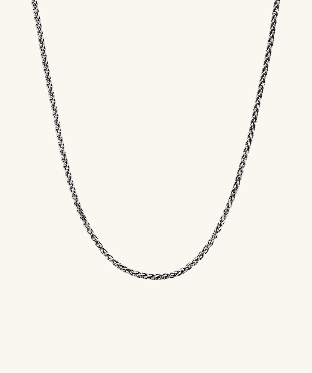 Mejuri 2.4mm Wheat Chain Necklace - Oxidized Sterling Silver