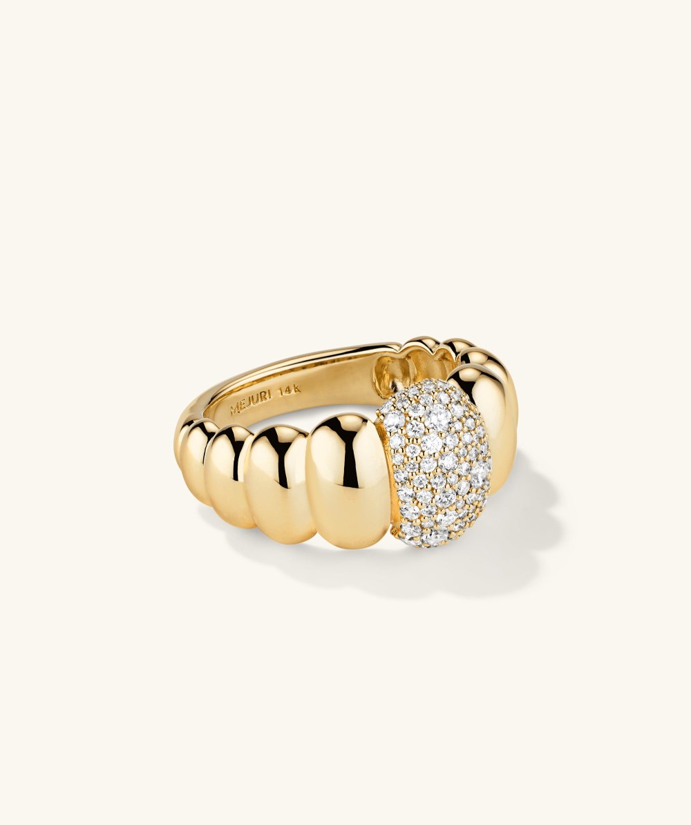 Mejuri Puffy Charlotte Pavé Diamond Ring - 14k Yellow Gold