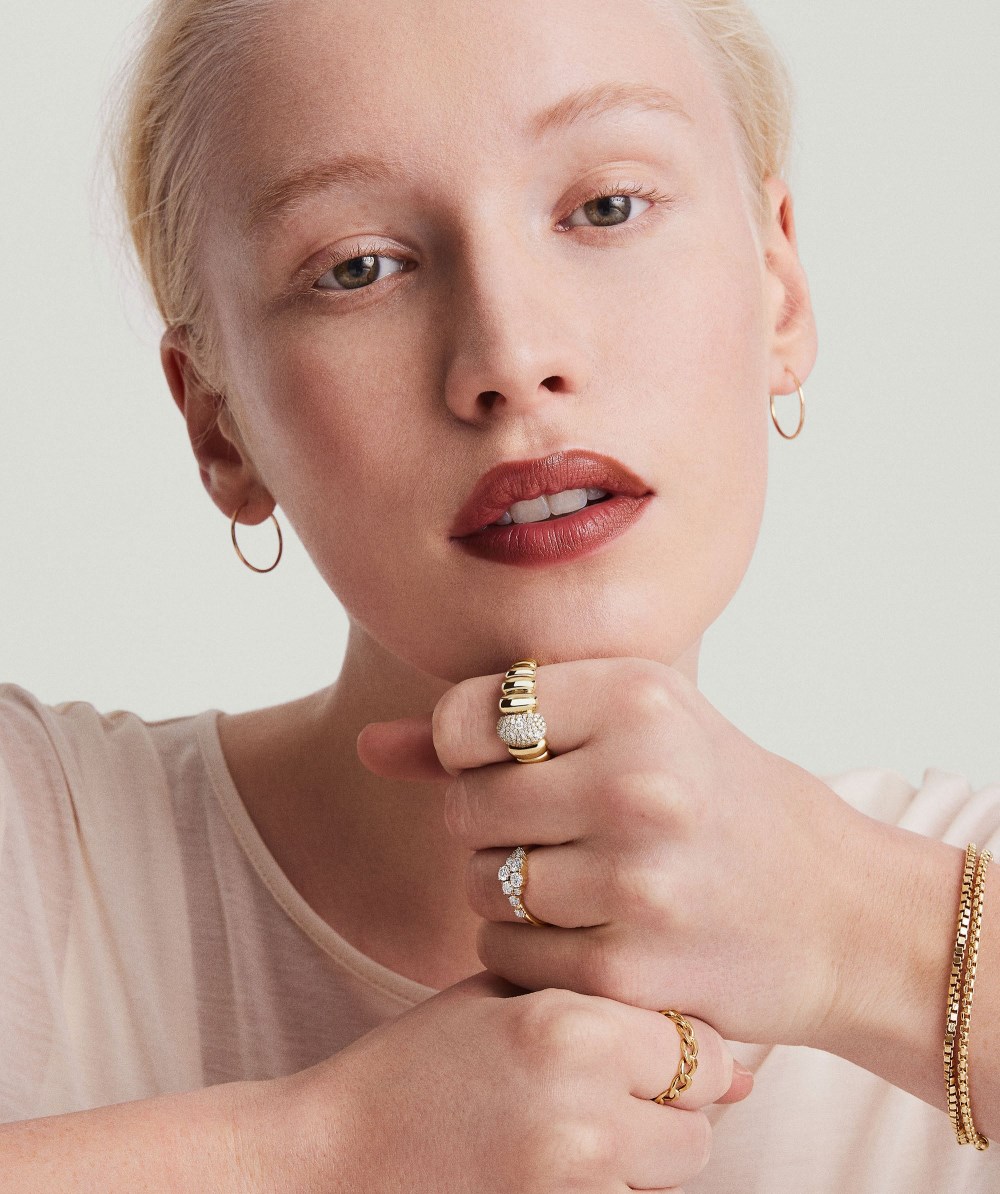 Mejuri Puffy Charlotte Pavé Diamond Ring - 14k Yellow Gold