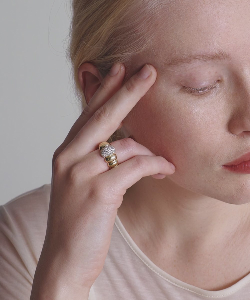 Mejuri Puffy Charlotte Pavé Diamond Ring - 14k Yellow Gold