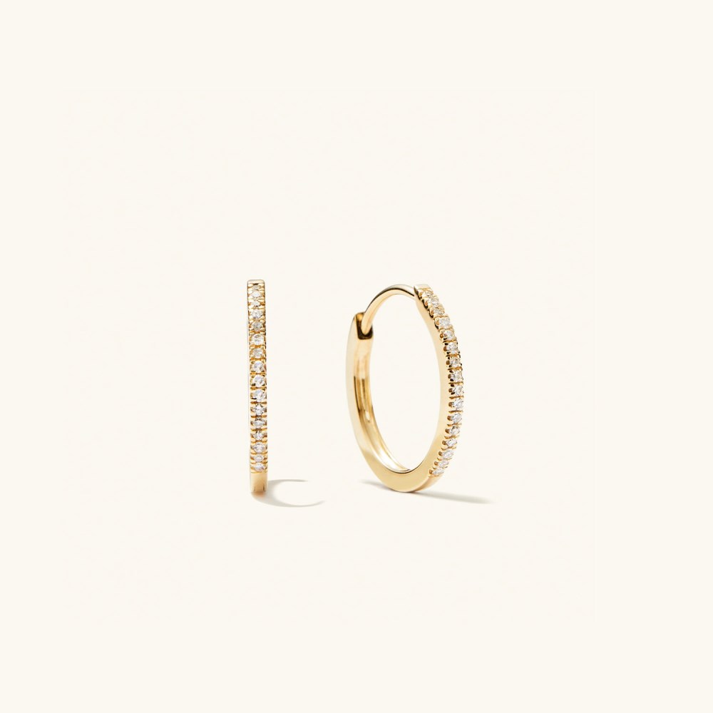 Mejuri Pavé Diamond Small Hoops - 14k Yellow Gold