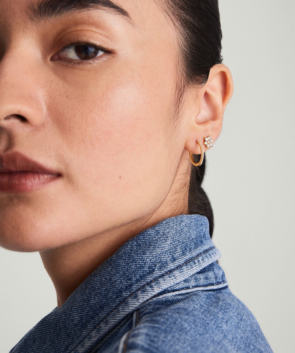 Mejuri Pavé Diamond Small Hoops - 14k Yellow Gold